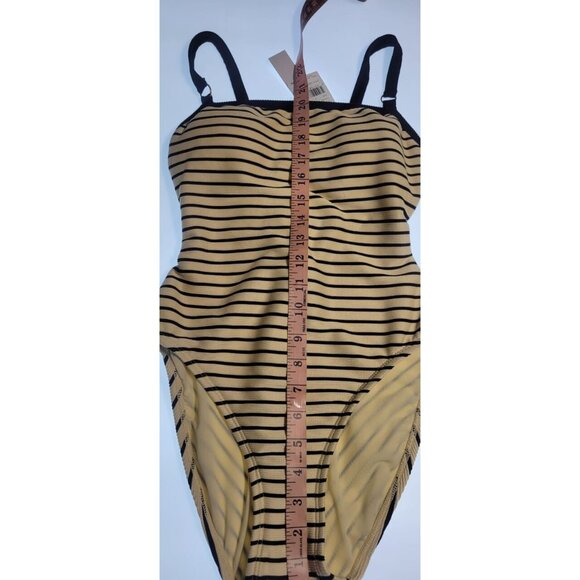 Robin Piccone One Piece Swimsuit Womens Parker Stripped Size 4 Ecru/Black Color - Picture 10 of 12